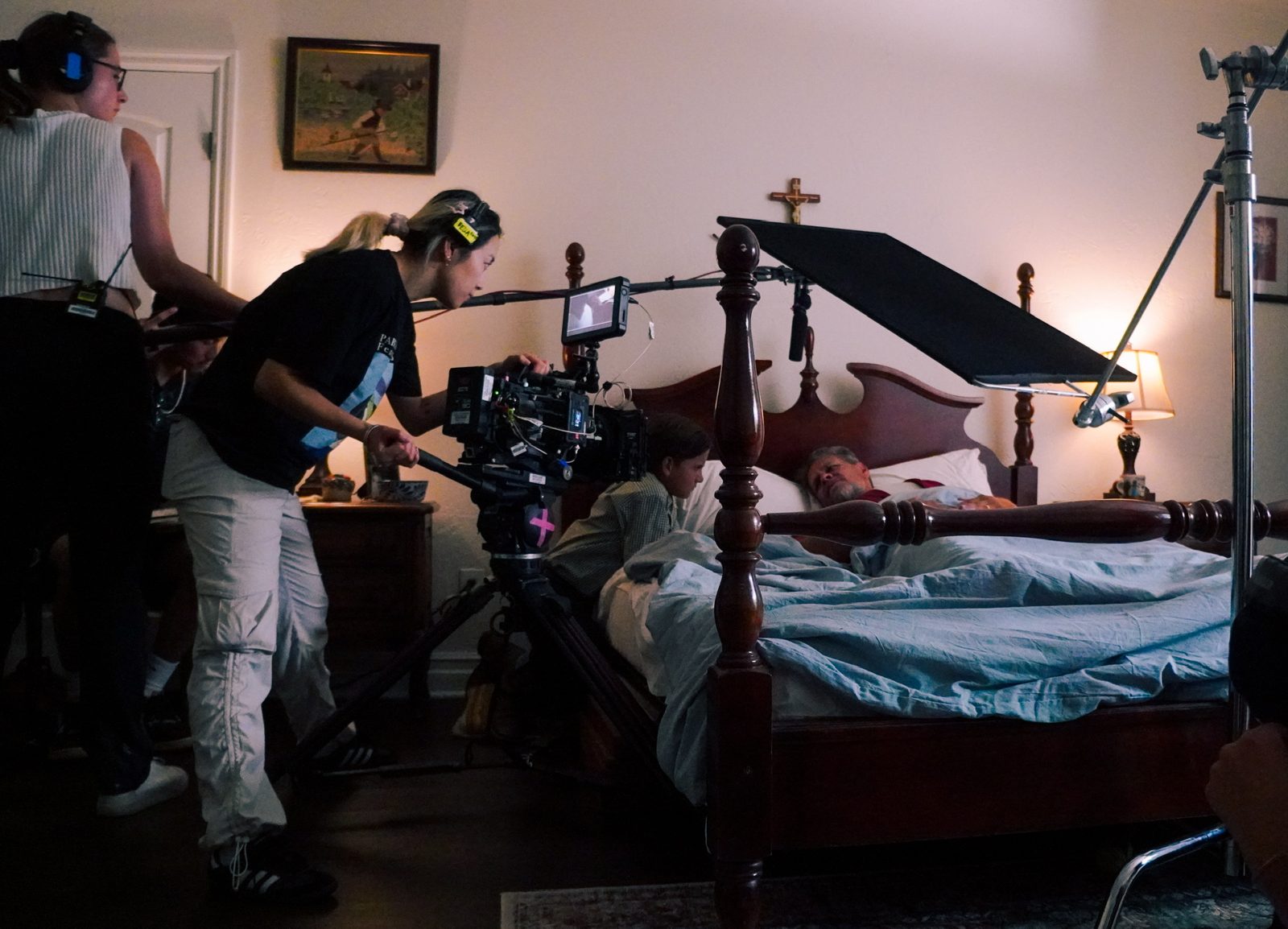 Night setup on the volume stage for the grave scene