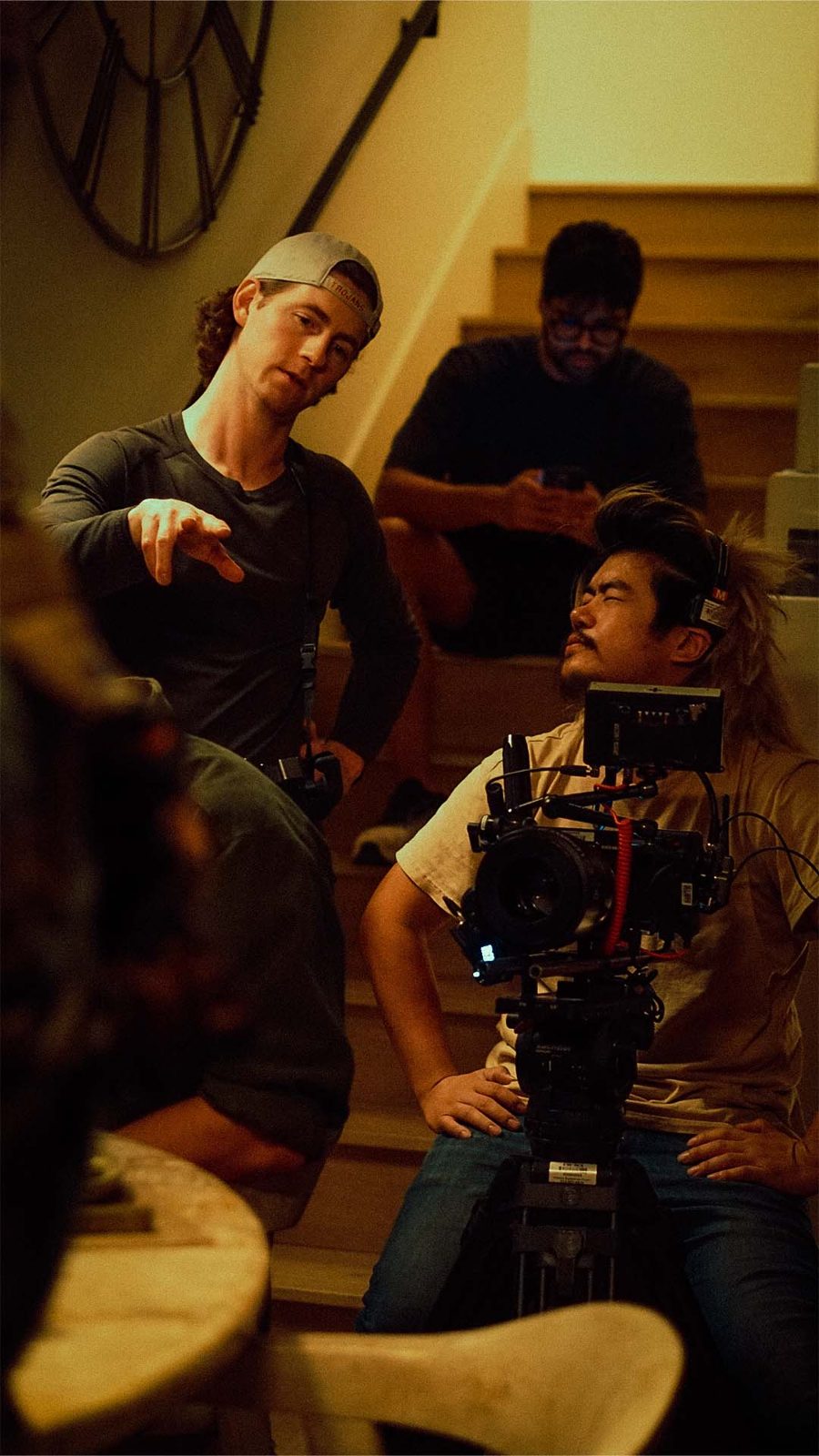 Charles directing at the monitor